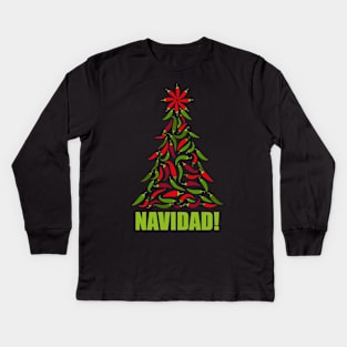 Red and Green Chile Navidad Tree Kids Long Sleeve T-Shirt